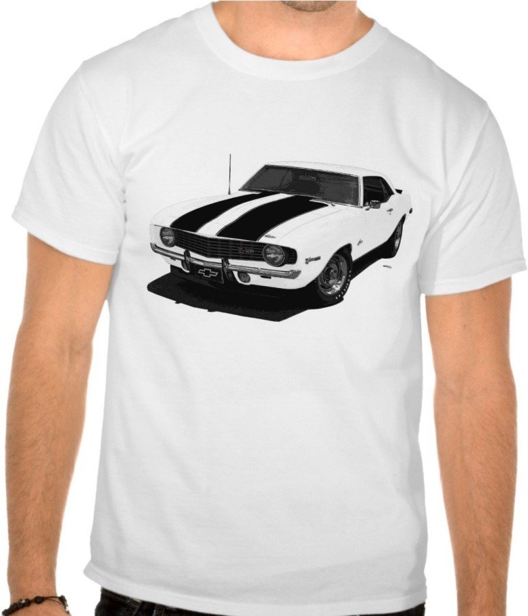 Fantaboy 1969 Chevy Camaro Z28 White N Black Printed T-Shirt